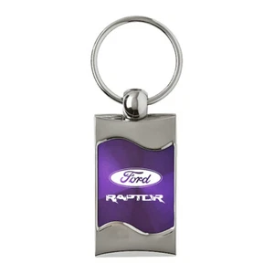 Ford Raptor F-150 Keychain & Keyring - Purple Wave Spun Brushed Metal Key Chain - Picture 1 of 3