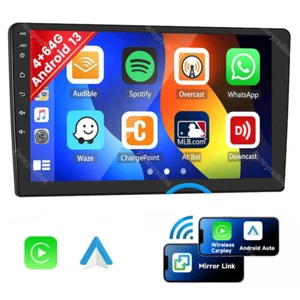 9" Android 13 Double 2Din Car Stereo 4+64GB Carplay GPS Navi WiFi BT RDS Radio - Picture 1 of 10
