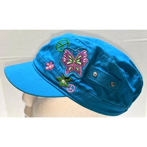 Butterfly and Flowers Blue Toddler Cap Hat Sized for 18-24 Months - Bild 1 von 8