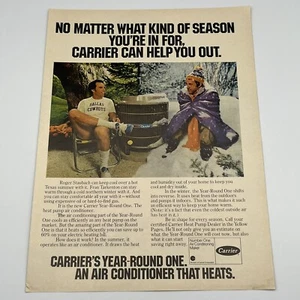 1977 Roger Staubach Fran Tarkenton Carrier Air Conditioners Vintage Print Ad - Picture 1 of 1