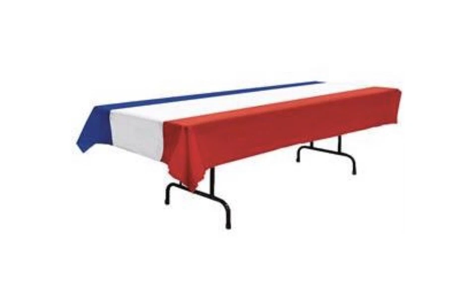 ¡Cubierta de mesa patriótica! Rojo, blanco y azul se estira 54 pulgadas. x 108 pulgadas. (cp) J28 Foto 1 de 1