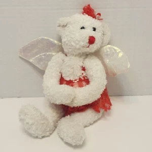 Dan Dee Plüsch Weißes Teddybär Rotes Kleid 8" Kuscheltier Engelsflügel - Bild 1 von 3