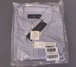 Ralph Lauren Polo Mens Plaid Poplin Sport Shirt Size Large Blue/Navy - Picture 1 of 3
