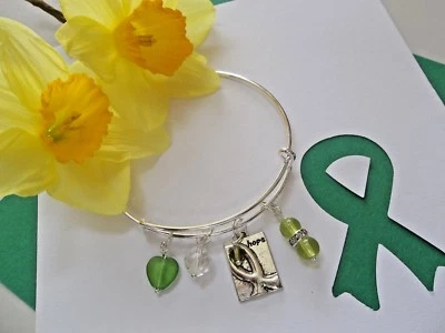 PULSERA BRAZALETE CON ENCANTO DE CONCIENCIA DE LINFOMA CÁNCER O ENFERMEDAD DE LYME  Foto 1 de 3