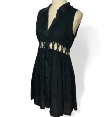 STARING AT STARS Urban Outfitters 尺码 XS 黑色格子纽扣前束腰上衣 — 第 1/4 张图片