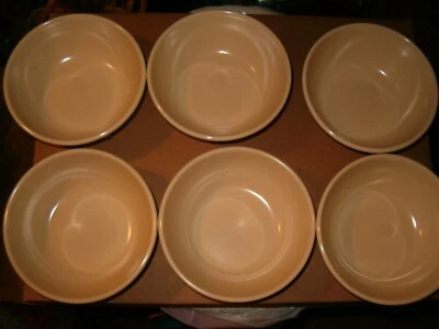 Carlisle 6 Pc Set Melamine Dallas Ware N43521 Tan Bowls 14 oz NSF Soup Cereal - Image 1 of 3