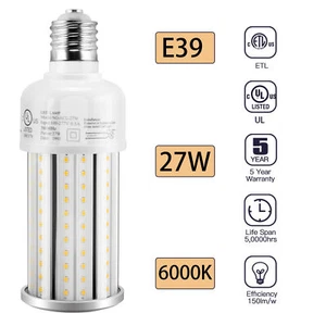27Watt LED Corn Cob Bulb E39 Large Base For Garage Workshop Basement Store Light - Picture 1 of 9