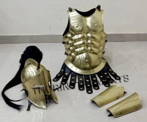 Medieval 300 Spartan Helmet W/Muscle Jacket and Arm Guard set Armor Costume Gift - Picture 1 of 3