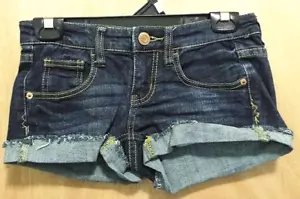 Mossimo Supply Ladies Junior Cuff Blue Jean Stretch Shorts Size 1 - Picture 1 of 3