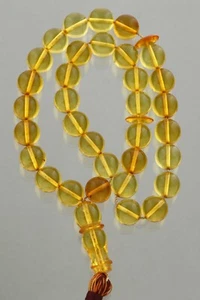Islamic 33 Round Shape Prayer Beads Genuine BALTIC AMBER TASBIH 29g 240918-7 - Picture 1 of 6