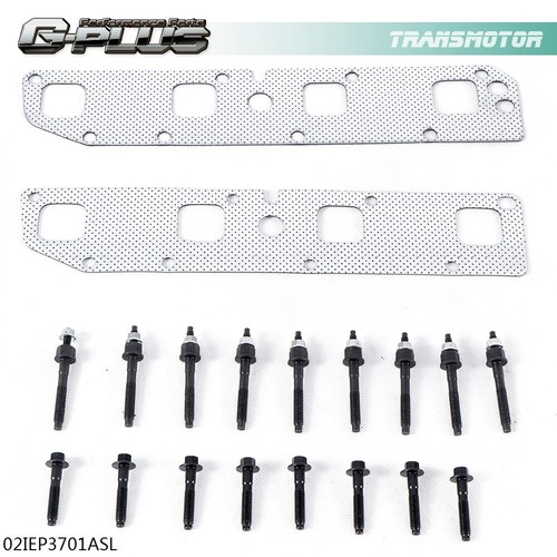 FIT FOR 03 08 DODGE 5.7L EXHAUST MANIFOLD GASKET SET + BOLT , STUDS