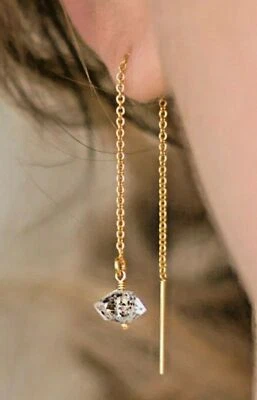 Orecchini a filetto in argento sterling 925 con diamanti naturali Herkimar - Immagine 1 di 3