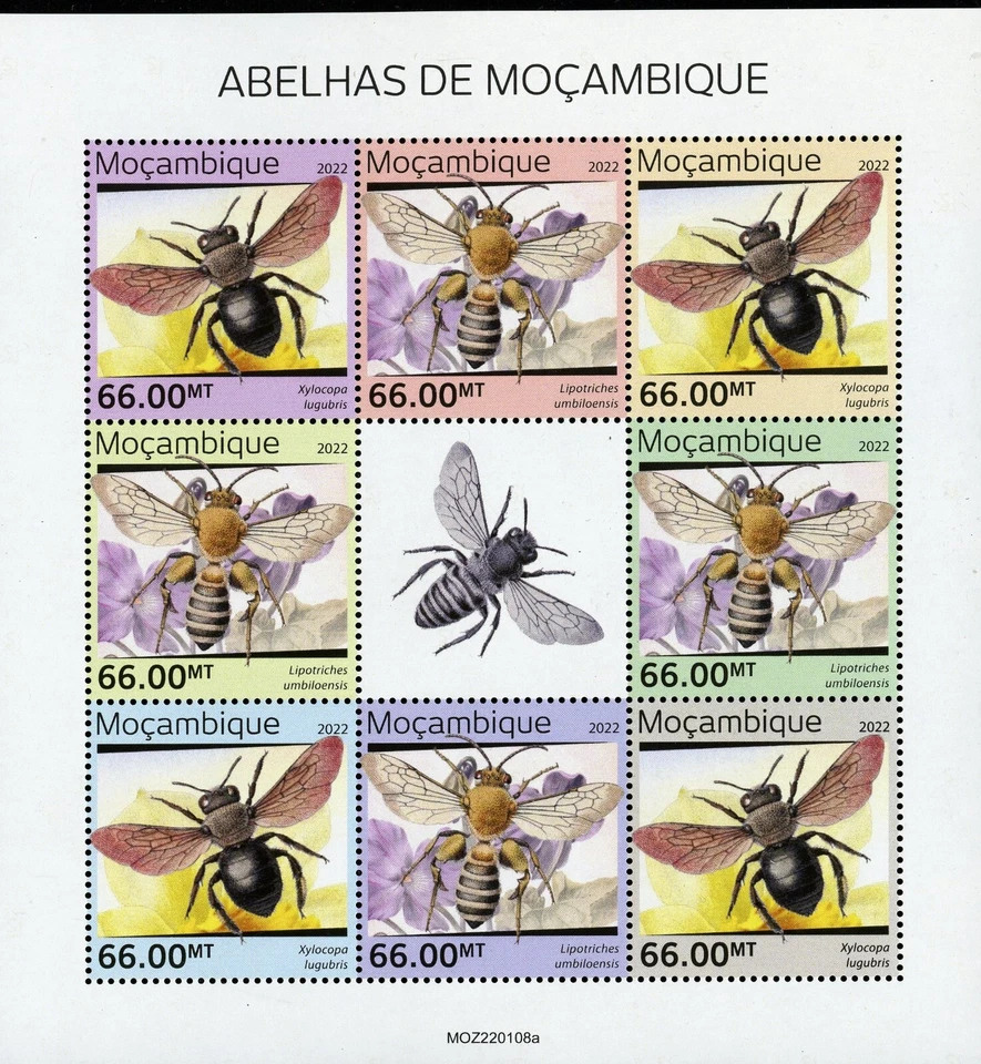 Mozambico 2022 Api Di Mozambico Foglio come Nuovo Nh - Immagine 1 di 1