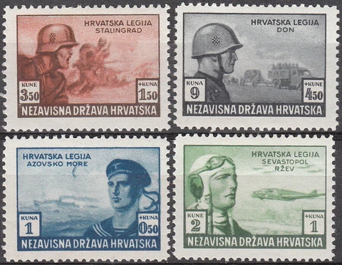 Stamp Croatia Sc B37a-d 1943 WWII 3rd Reich Russia Legion Panzer Infantry MNH Cover