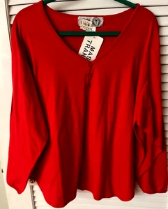 3/4 Sleeve Cotton Women's Size 20W ( 38) Henley Top - Picture 1 of 2
