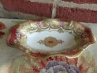 ANTIQUE RC NIPPON HAND PAINTED FLORAL ROSE HEAVY GOLD BEAD PORCELAIN RELISH DISH