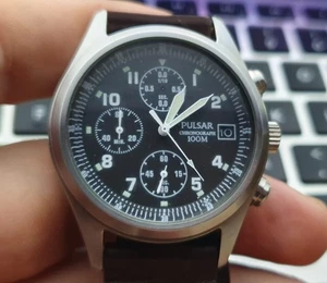 Pulsar by Seiko V657-X045 39mm Military Pilot / Aviator Style Herrenuhr Uhr - Bild 1 von 9