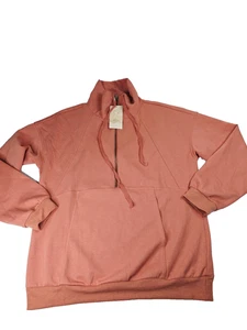 Fashion Sweatshirt Pullover Womens Large Half Zip High Collar Casual Lightweight - Picture 1 of 9
