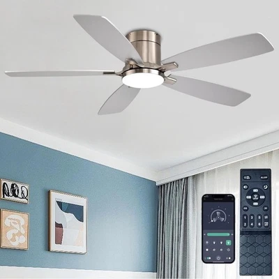Ceiling Fans with Lights, 52 Inch Flush Mount Ceiling Fan with Remote Control, W - Image 1 of 4