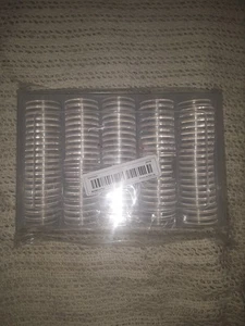 100 PCS 30mm Clear Round Coin Capsules Plastic Coin Holders & Box.. - Picture 1 of 3