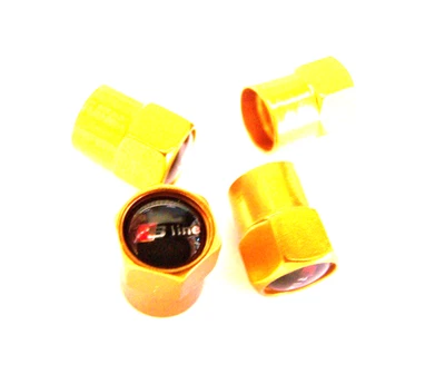 GOLDEN AUDI S-LINE Branded Tyre Valve Caps - Set of 4 - Image 1 of 3