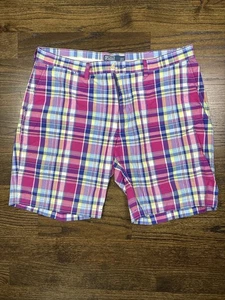 Polo Ralph Lauren Shorts Mens 40 Pink Blue Plaid Colorful Prospect VTG - Picture 1 of 5
