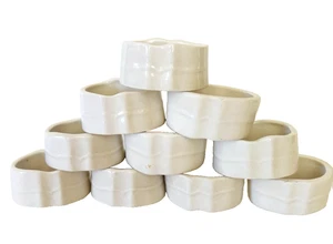 Juego de 10 servilleteros oblongos de cerámica blanca de 2" x 1,5" x 1" G3-14 - Imagen 1 de 4