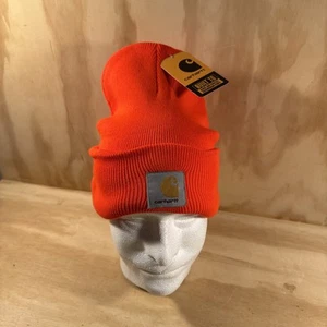Carhartt Unisex Safety Orange Cuffed Beanie Mütze One Size Watch Cap Neu mit Etikett - Bild 1 von 8