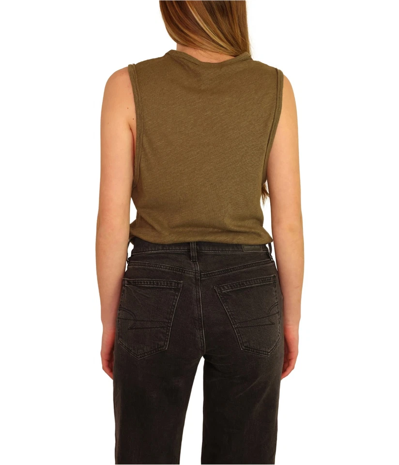 Intimately People Womens All The Time Green Linen Bodysuit Top S BHFO 2071