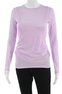Vince Damen Basic Gestreiftes Rundhals Langarm T-Shirt Lila Größe XS - Bild 1 von 6