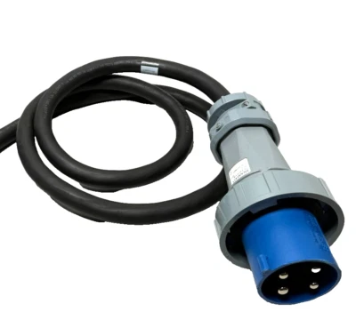 MENNEKES ME 460P9W 250V 60A WATERTIGHT PLUG w/ 4' SOOW Flexible Portable Cord - Image 1 of 4