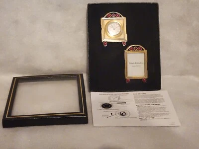 Vintage Linden Mini Clock and Frame set MINT New Battery 2/9/23 - Image 1 of 4