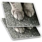 2 X Rectangle Stickers 7.5 Cm - Grey Cat Kitten Paws Blue Tabby Cool Gift #12692