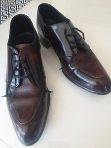 Vintage Quality Solatio Mens Brown Gloss Lace Shoes Size 7 Shiny great condition - Picture 1 of 24