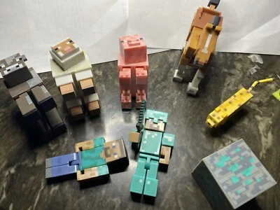 MIXED LOT Of 8 Minecraft Toy Action Figures Animals People - Image 1 of 4