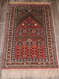 3x5ft. Turkish Melas Wool Tribal Prayer Rug - Picture 1 of 9