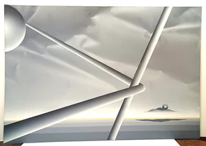 LARGE 1988 PATRICE BRETEAU SIGNED ORIGINAL ACRYLIC GEOMETRIC SURREAL 36 X 48!! - Picture 1 of 7