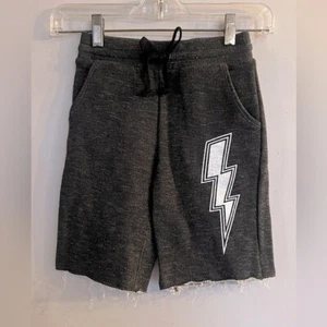 PIXIE LANE Boy's Dark Gray Lightning Bolt Drawstring Sweat Shorts Size 7 NEW - Picture 1 of 5