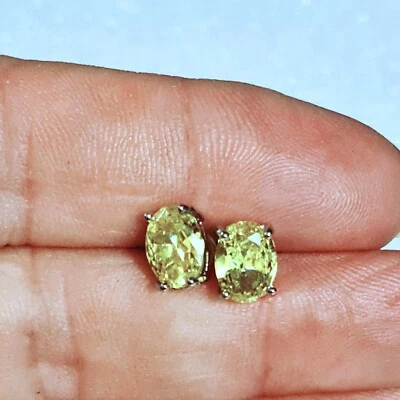 2.00 CTTW 925 Silver Lab Created Yellow Crystal Earrings (#22) - Image 1 of 3