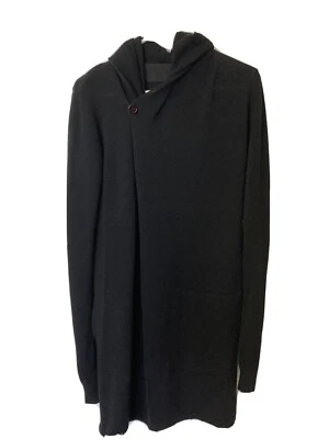 Cárdigan con Capucha Rick Owens 100% Lana con Cierre de Botones Negro Pequeño Limusina F/W11 Foto 1 de 4