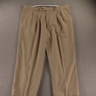 Alan Flusser Pants Mens 42 Beige Tan 100% Polyester Twill Slacks Pleated 42x25 - Image 1 of 4