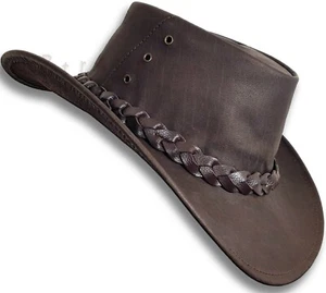 【oZtrALa】 Hat BUFFALO Leather Cowboy Western Jacaru Men Women AUSTRALIAN Outback - Picture 1 of 16