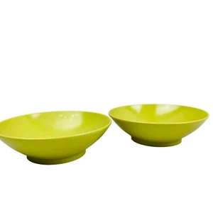 Set Of 2 Vintage Green MCM Melamine Rice Bowls - Picture 1 of 3