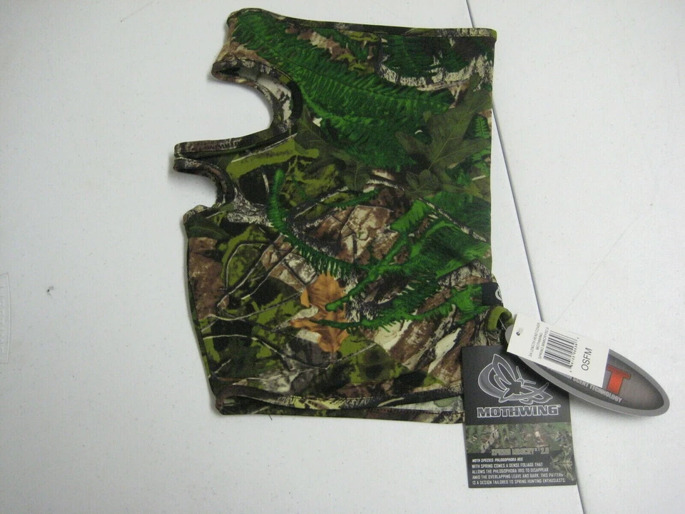  Deer Bow Turkey Hunting Camo 3/4 Facemask Hood Hat Mothwing Spring Green Leaf - Image 1 of 4