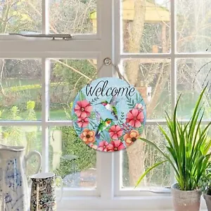Spring Decorations Colorful Flowers Birds Welcome Door Wall Hanging Sign Gift - Picture 1 of 12