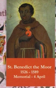 San Benito Moro + Oración (2" x 3 1/2") Papelera Tarjeta Santa - Imagen 1 de 2
