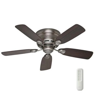 42 In. Indoor Antique Pewter Ceiling Fan With Remote Low Profile IV Quiet - Image 1 of 4