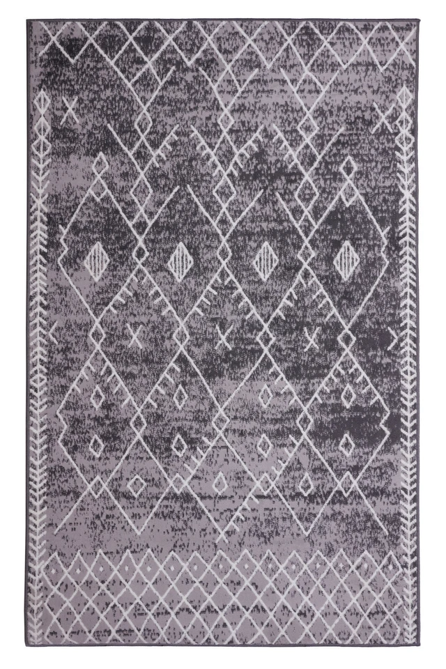 Trellis Bohemian - 2'x4' Light Grey, Moroccan Faded Transitional Area Rug - 511 - Image 1 of 4
