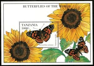 Tanzania 1994 - Butterflies, Sunflower - Souvenir Sheet - Scott 1246 - MNH