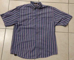 Vintage Eddie Bauer Mens Indian Chambray 80s 90s Button Short Sleeve Shirt XL - Picture 1 of 8